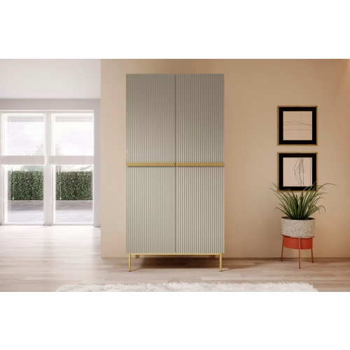 Szafa Nicole 100 cm z półkami - kaszmir / złote nóżki